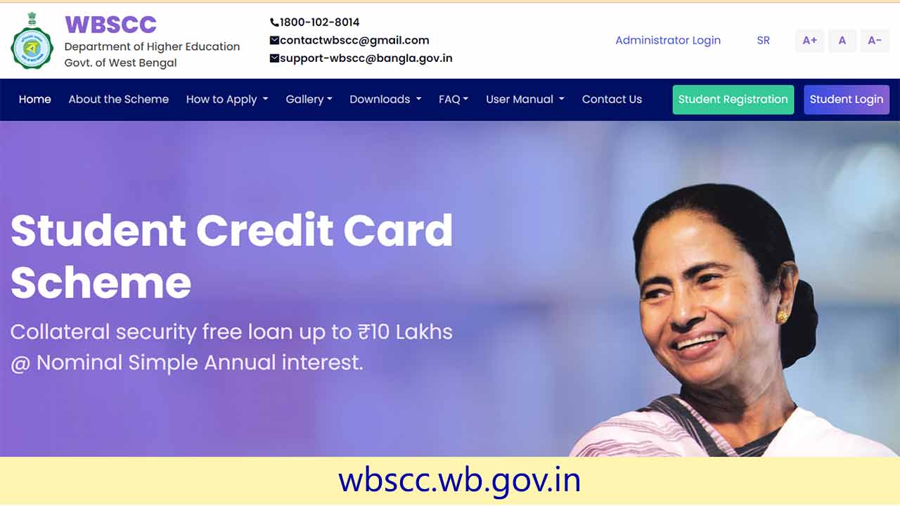 Westbengal Student Credit card Official Application Portal @wbscc.wb.gov.in