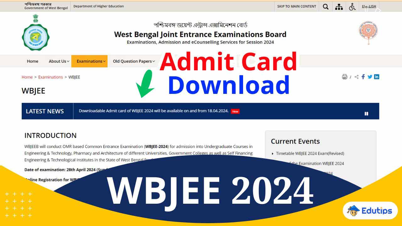 WBJEE Admit Card 2024 Download @wbjeeb.nic.in Official Released