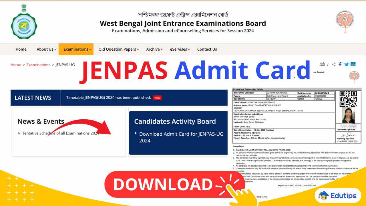 WB JENPAS Admit Card 2024 Direct Download WBJEEB