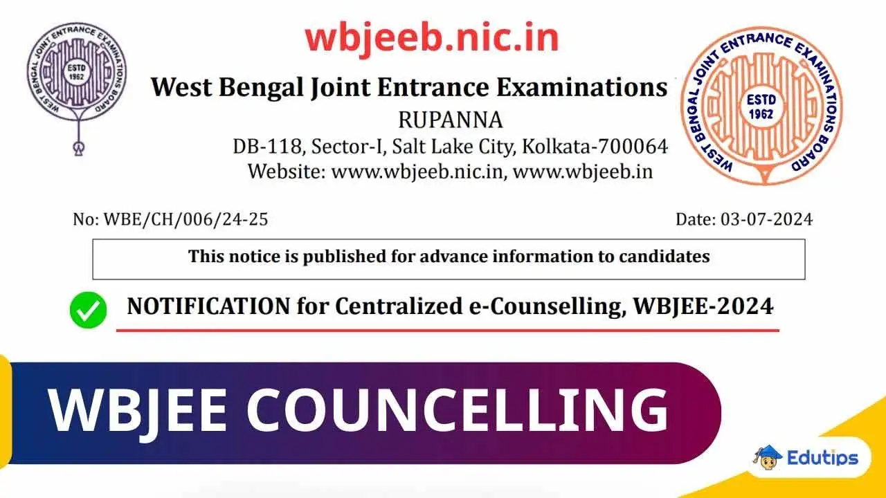 WBJEE Councelling 2024 Notification Download Official PDF