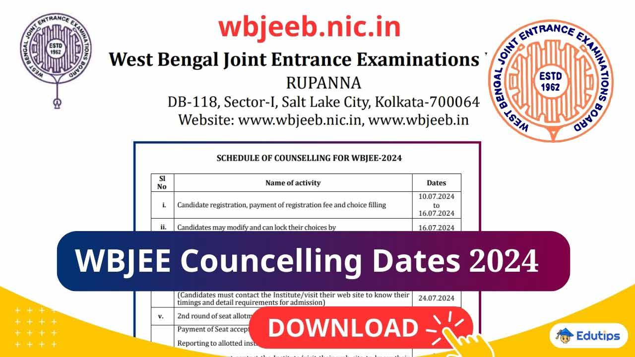 WBJEE Councelling Dates 2024 Published wbjeeb.in