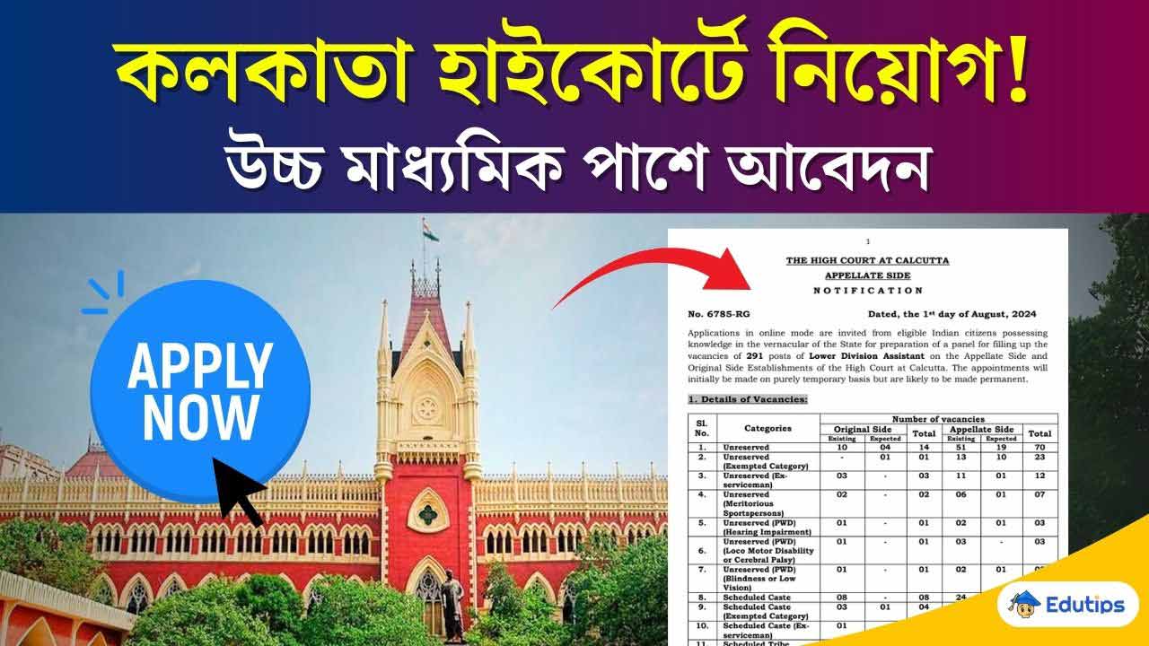 Calcutta High Court LDA Recruitment 2024 Eligibility Last Date